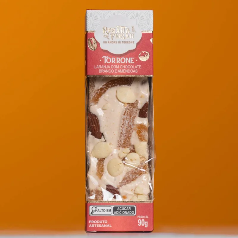 Embalagem do torrone laranja com chocolate branco